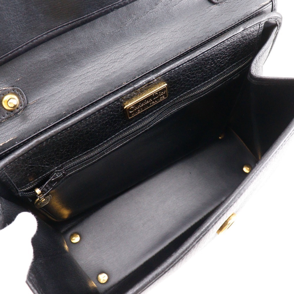 Christian Dior logo handbag one handle calfskin black snap closure - Picture 6 of 8